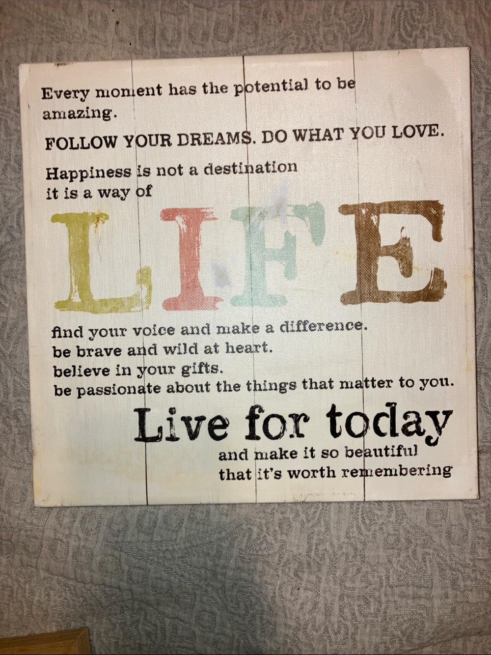 Life Inspirational Wall Art Sign - Multi-Color Text